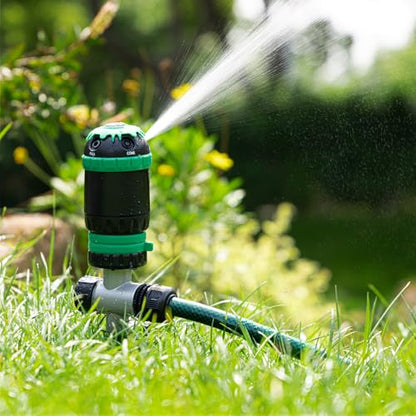 RESTMO Gear Drive Sprinkler with Step Spike Base, Green - color: Green, size: 1 Pack