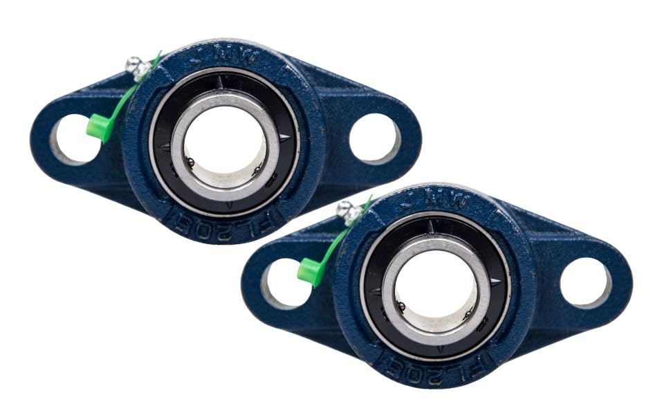 Jeremywell UCFL201-8 Pillow Block Bearing (2 Pack), 1/2 inch Bore, 2-Bolt Flange Mounted, Solid Base, Self-Alignment - size: UCFL201-8