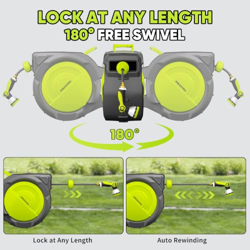110 FT 1/2" Retractable Garden Hose Reel, Wall Mount - color: Upgrade-green, size: 110FT-1/2"