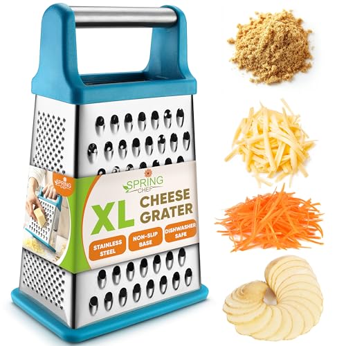 Spring Chef Stainless Steel XL Cheese Grater for Kitchen, Teal - color: Teal