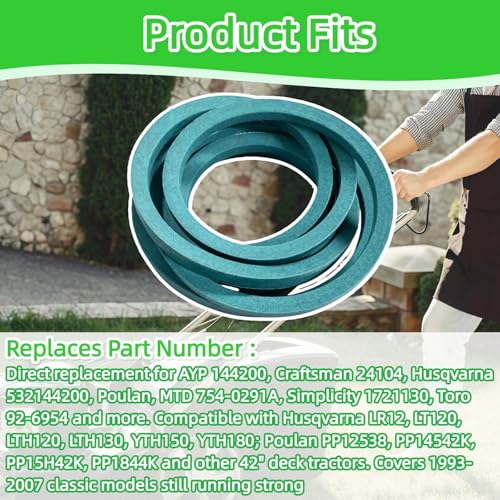 144200 Lawn Mower V Belt 1/2" x 88"inch Compatible with AYP 532144200 178138 121979X 105380X 532131290 419271 531007562 532126520 - size: 144200