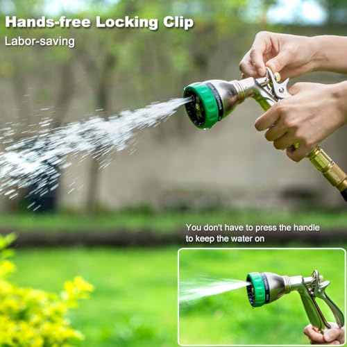 FANHAO Upgraded 100% Metal Garden Hose Nozzle Heavy Duty, 7 Spray Patterns - color: Green, size: Multi-Pattern