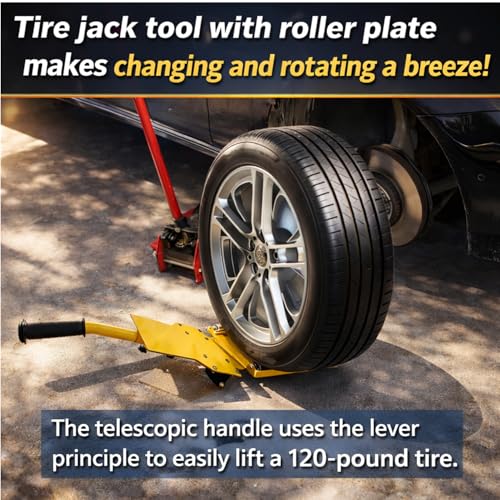 Tire Lifting Tool, Portable Wheel Mounting Aid with Rollers