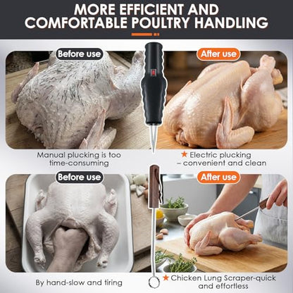 Electric Handheld Chicken Plucker and Stainless Steel Lung Scraper