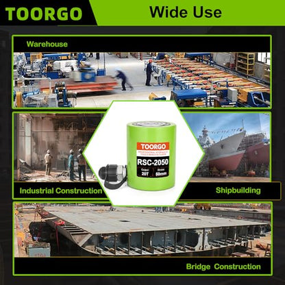 20 Ton Hydraulic Cylinder Jack,2” Stroke Hydraulic Ram Jack, Porta Power Automatic Retracting Jack, Green - style: 20T