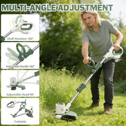 21V Cordless Weed Wacker Eater, 3-in-1 Auto Feed String Trimmer