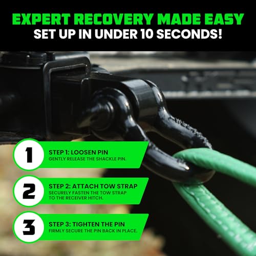 Rhino USA Recovery Combo Kit - 20ft Tow Strap & Hitch Receiver - color: 20' Strap + Hitch