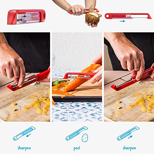 Dreamfarm Sharple Self-Sharpening Vegetable Peeler - Red - color: Red, size: Length: 18.2cm / 7.2”