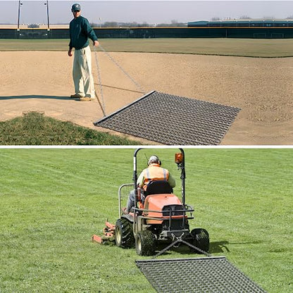 Rengue ATV/UTV 4x4 Feet Baseball Field Drag, Lawn Leveling Steel Mesh Heavy Duty Surface Leveling Mat, Drag Harrow for Gravel, Manual or Vehicle Driveway, Soil Leveling, Farm Garden, Football Field