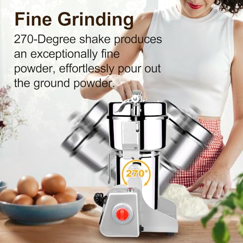 Goldtouch 1000g High-Speed Electric Grain Mill Grinder, 3000W 110V Stainless Steel Flour Mill Makes Gluten Free Flours, Grain Mill for Home and Commercial Use - size: 1000g