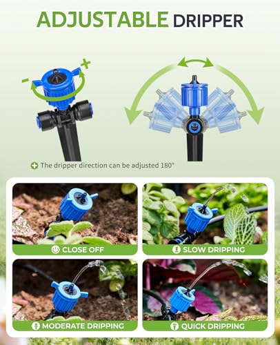 HIRALIY 100FT Drip Irrigation Kit with Timer, Pressure Compensated - size: 100FT