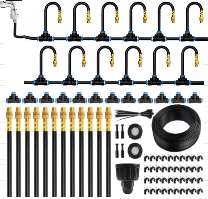 MIXC 50Ft 1/4" Drip Irrigation System,2026-Upgrade Garden Irrigation Kit with 12pcs Adjustable Copper Nozzles,Automatic Atomizing Watering System for Outdoor Plants,Raised Bed,Yard,Potted Plant,Lawn - size: 50ft