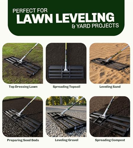 Gardease Lawn Leveling Rake, 48" x 10", Heavy Duty Steel Lawn Leveler