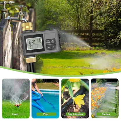120FT Drip Irrigation System with Smart Water Timer - size: 120Ft Brass Fitting with Timer
