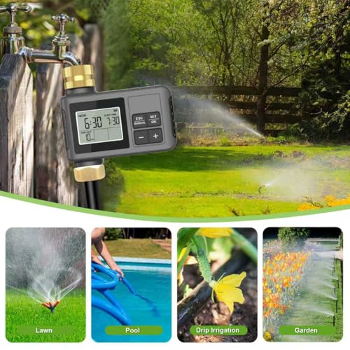 120FT Drip Irrigation System with Smart Water Timer - size: 120Ft Brass Fitting with Timer