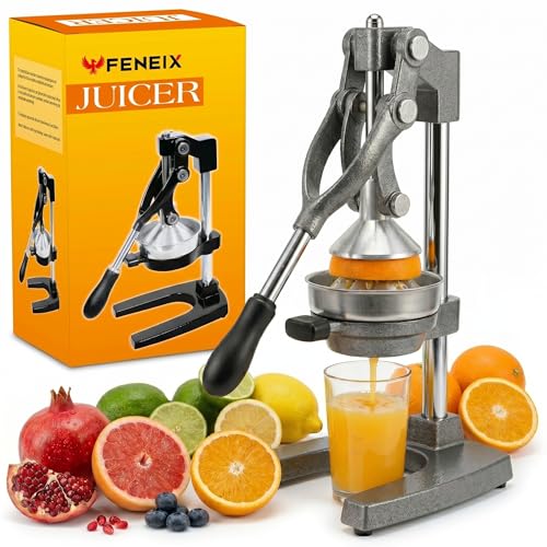 Cast Iron Juicer, Easy to Clean Heavy Duty Manual Juicer Press, Professional Citrus Juicer, Lemon Squeezer, Grapefruits Juice Press & Orange Squeezer - color: Gray