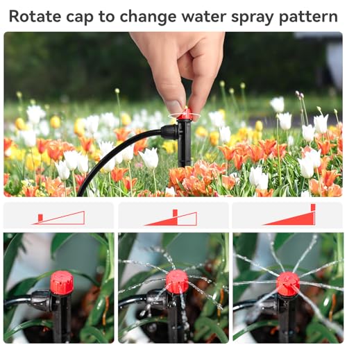 50pcs Drip Irrigation Emitters for 1/4" Tubing, 360 Degree Adjustable Flow - size: 50pcs Drip Emitters with Lock Barbed