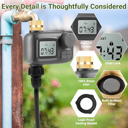 Smart Drip Irrigation System, Adjustable Timed Watering for Raised Beds & Potted Plants, Includes Leak-Resistant Tubing Kit (5/16” & 1/4”) - style: Timer Kit