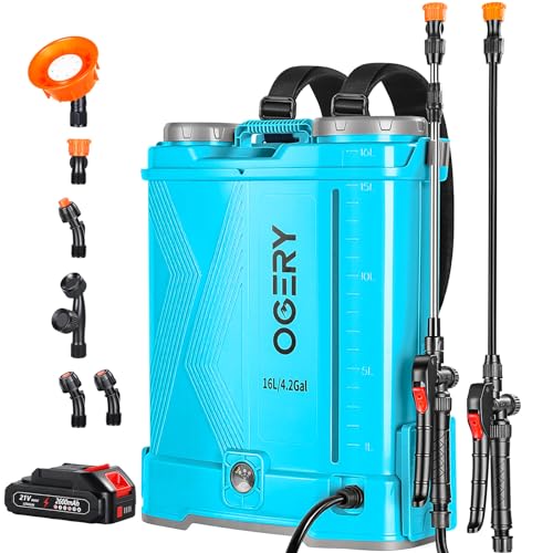 OGERY Battery Powered Backpack Sprayer 4 Gallon - color: Blue