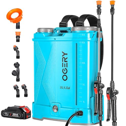 OGERY Battery Powered Backpack Sprayer 4 Gallon - color: Blue