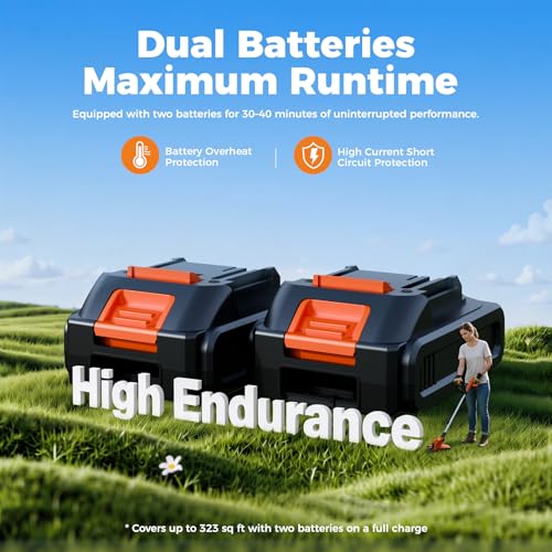 Weed Wacker Eater Battery Powered Cordless Ergonomic Small Yards & Seniors