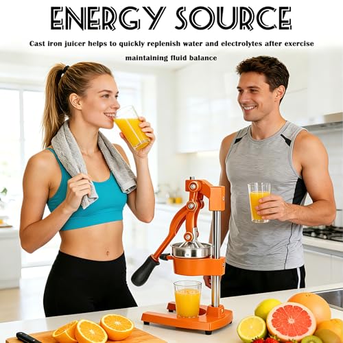 Cast Iron Juicer Hand Press Heavy Duty, Orange Juicer - color: Orange