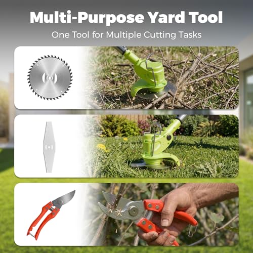 Cordless Weed Wacker Eater Brush Cutter Weed Trimmer with Blade Stringless