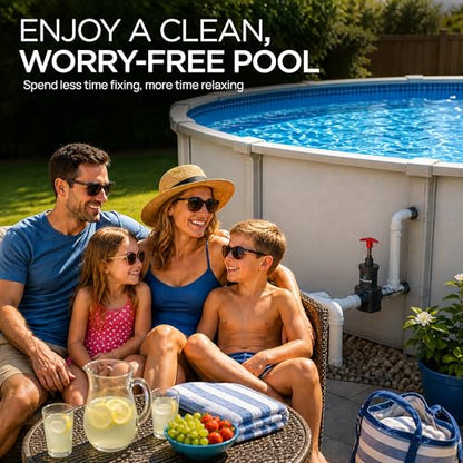 FibroPool Gate Valve - Dual Threaded Shut-Off - 1.5 in - Plastic | Above Ground Pool, 2 Ports, Male And Female Ends, Slide Mechanism, Weather Resistant, Pump And Skimmer Isolation - size: 1 1/2 inch