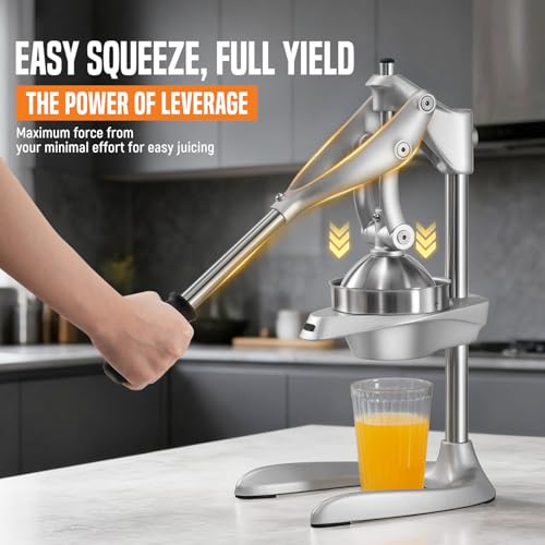 Manual Juicer,Stainless Steel Countertop Juice Press for Citrus
