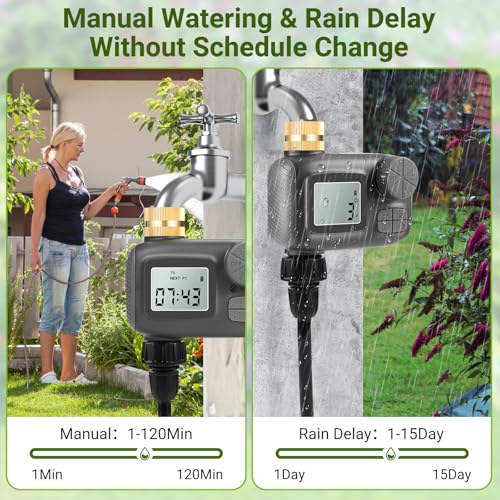 Smart Drip Irrigation System, Adjustable Timed Watering for Raised Beds & Potted Plants, Includes Leak-Resistant Tubing Kit (5/16” & 1/4”) - style: Timer Kit