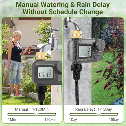 Smart Drip Irrigation System, Adjustable Timed Watering for Raised Beds & Potted Plants, Includes Leak-Resistant Tubing Kit (5/16” & 1/4”) - style: Timer Kit
