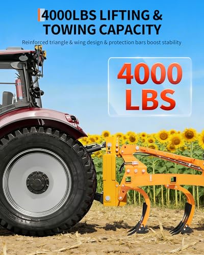 4000 lbs Category 2 3-Point Quick Hitch,Quick Attach 3 Point Hitch,3 Point Quick Hitch,Heavy-Duty 5-Level Adjustable Top Hook, Quick-Attach Compatible with Cat 2 Tractor Implements