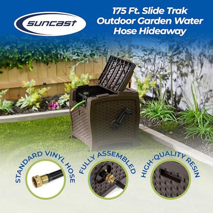 Suncast 2 Pack 175 ft. Wicker Style Resin Hose Hideaway with Hose Guide, Java, Mocha Brown - size: 2