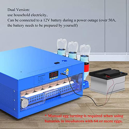 Automatic Egg Incubator Digital Poultry Hatcher Machine ith Automatic Egg Turning, Temperature & Humidity Control, Efficient LED Lighting for Chicken Geese Ducks Pigeons Quails (128 Eggs, B)