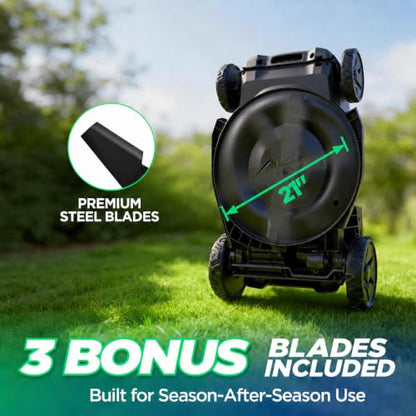 21" 40V Max Brushless Cordless Electric Self Propelled Lawn Mower - size: 21" lawn mower