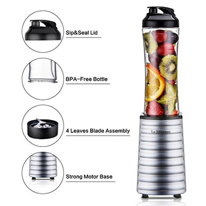 La Reveuse Personal Size Blender for Protein Shakes and Smoothies, Silver - color: Silver