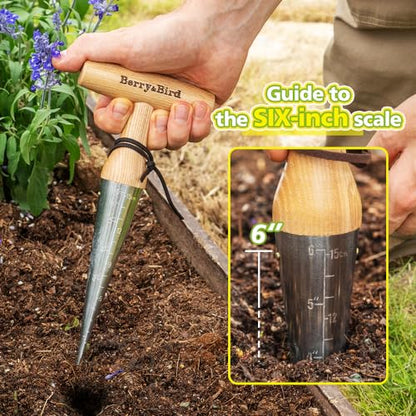 Hand Dibber – Precision Wood Handle Seed Dibber Garden Tool - size: 6''
