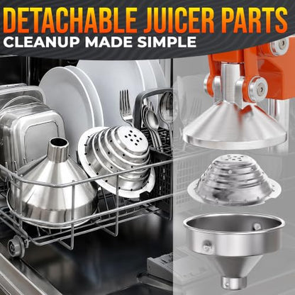Cast Iron Juicer Hand Press, Heavy-Duty Squeezer (Orange) - color: Orange