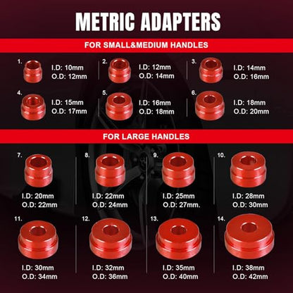 Big RED Bearing Press Kit,33pc Bearing Race and Seal Driver Set with Metric SAE Adapters, Seal Driver Set with 3 Knurled Handles, Bushing Driver Set for Wheel Bearing Installation - color: Red