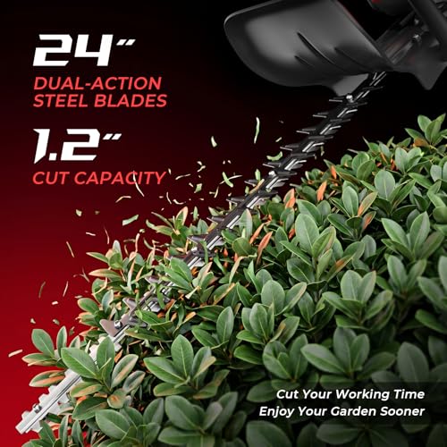 24-Inch 36cc 2 Cycle Gas Powered Dual Sided Hedge Trimmer (Red, 36cc) - color: Red, size: 36cc
