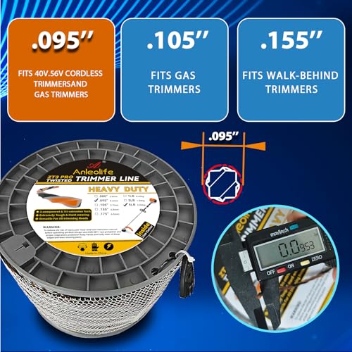 Anleolife .095" ZT3 Pro Heavy Duty Diamond Weed Eater String, 1122ft 3 lb - color: 3lb .095" (2.4mm)