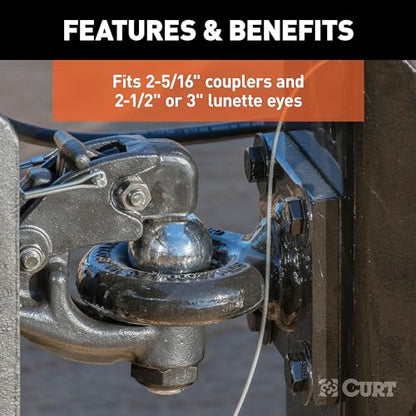 CURT 45908 Adjustable Ball and Pintle Channel Mount, 2-1/2" Shank, 20K