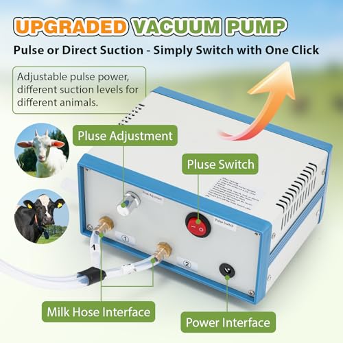 Upgraded 2-in-1 Goat Milking Machine 7L, Vacuum Pulsation Milker