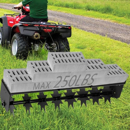 250 lbs Pull Lawn Aerator, 35" Behind Aerator with 8 Steel Spikes for Yard | Heavy Duty Durable Yard Aerator, Counterweight Tray & Universal Hitch, Tow Spike Aerator Tool for Lawn Garden Farm, Black