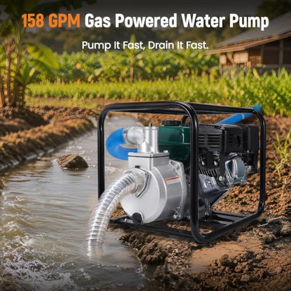 maXpeedingrods Gas Powered Water Pump 2 inch,158 GPM 7HP Semi Trash Pump