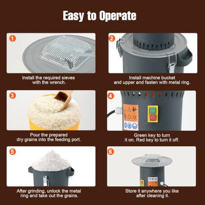 Grain Mill Corn Grinder, 1000w Electric Feed Grinder Mill 25L - size: 25L Round