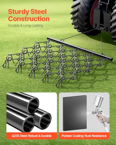 VEVOR Drag Harrow 5 ft x 4.5 ft Durable Chain Harrow with 60 Sharp Teeth - size: 5 x 4.5 ft