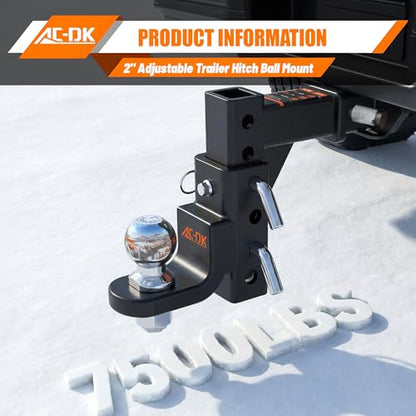 Adjustable Trailer Hitch Ball Mount for 2 Inch Receiver - size: 2 inch adjustable ball