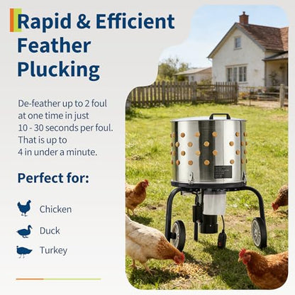 Chicken Plucker Machine, 20 inch Drum Stainless Steel Poultry Plucker - color: Black