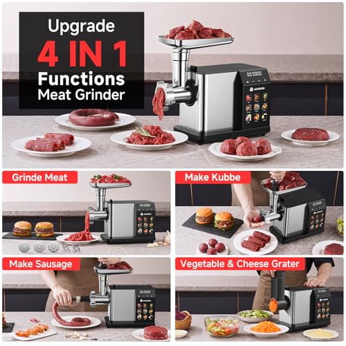AAOBOSI Multifunctional Digital Meat Grinder Electric 3000W Max - color: Stainless Steel
